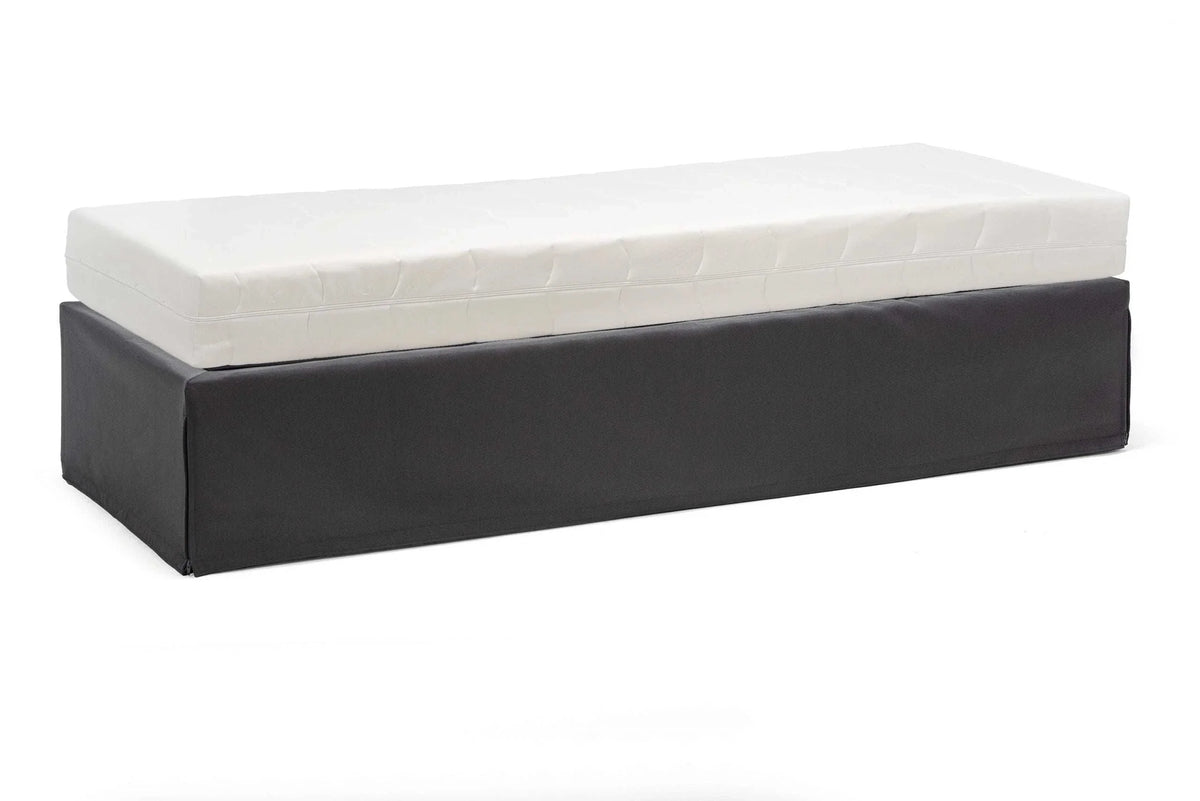 Funktionsbett Twinbox Unterbau in Luca Dunkelgrau mit Matratze