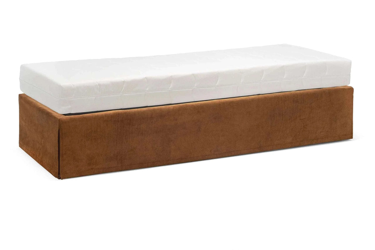 Funktionsbett Twinbox Unterbau in Cognac mit Matratze
